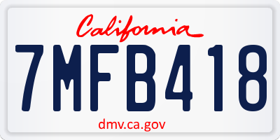 CA license plate 7MFB418