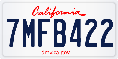CA license plate 7MFB422
