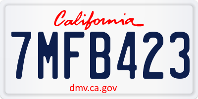 CA license plate 7MFB423
