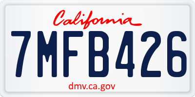 CA license plate 7MFB426