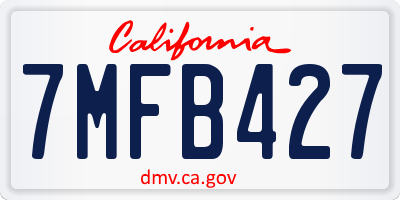 CA license plate 7MFB427