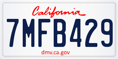 CA license plate 7MFB429