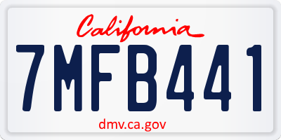 CA license plate 7MFB441