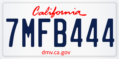 CA license plate 7MFB444