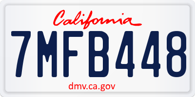 CA license plate 7MFB448