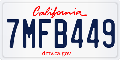 CA license plate 7MFB449
