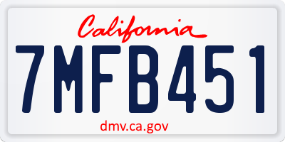 CA license plate 7MFB451