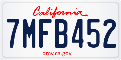 CA license plate 7MFB452