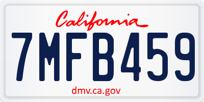 CA license plate 7MFB459