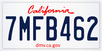 CA license plate 7MFB462