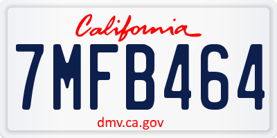 CA license plate 7MFB464