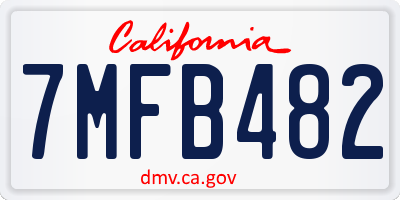 CA license plate 7MFB482