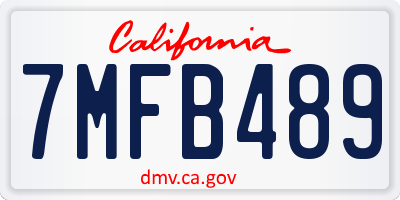 CA license plate 7MFB489