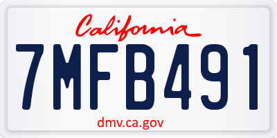 CA license plate 7MFB491