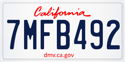 CA license plate 7MFB492