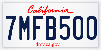 CA license plate 7MFB500