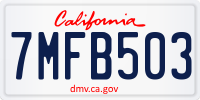 CA license plate 7MFB503