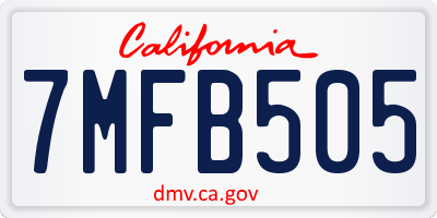 CA license plate 7MFB505