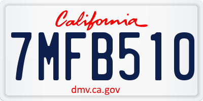 CA license plate 7MFB510