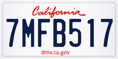 CA license plate 7MFB517