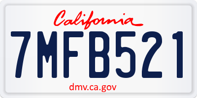 CA license plate 7MFB521