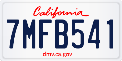 CA license plate 7MFB541