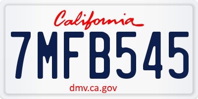 CA license plate 7MFB545