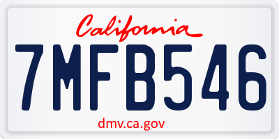 CA license plate 7MFB546