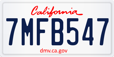 CA license plate 7MFB547