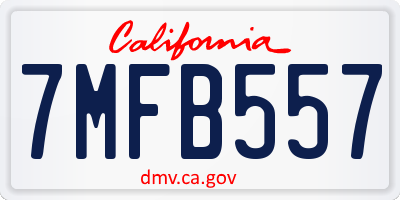 CA license plate 7MFB557