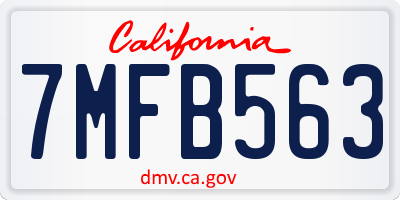 CA license plate 7MFB563