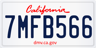 CA license plate 7MFB566