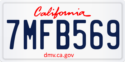 CA license plate 7MFB569
