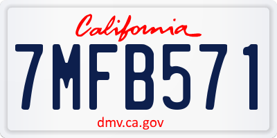 CA license plate 7MFB571