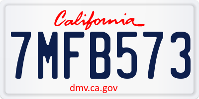 CA license plate 7MFB573