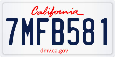 CA license plate 7MFB581