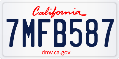 CA license plate 7MFB587
