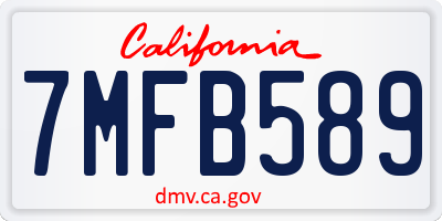 CA license plate 7MFB589