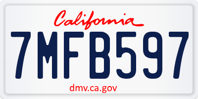 CA license plate 7MFB597