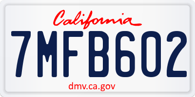 CA license plate 7MFB602