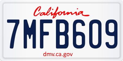 CA license plate 7MFB609