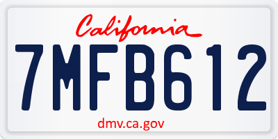 CA license plate 7MFB612