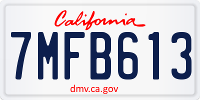 CA license plate 7MFB613