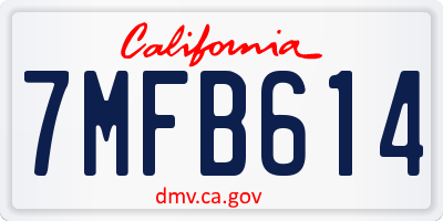 CA license plate 7MFB614