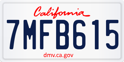 CA license plate 7MFB615