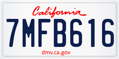 CA license plate 7MFB616