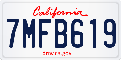 CA license plate 7MFB619