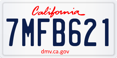 CA license plate 7MFB621
