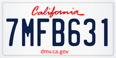 CA license plate 7MFB631