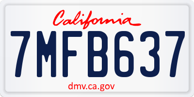 CA license plate 7MFB637